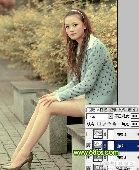 Photoshop将外景美女图片调制出温暖的橙绿色15