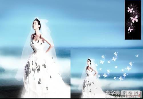 Photoshop制作超梦幻的蓝色天使婚片16