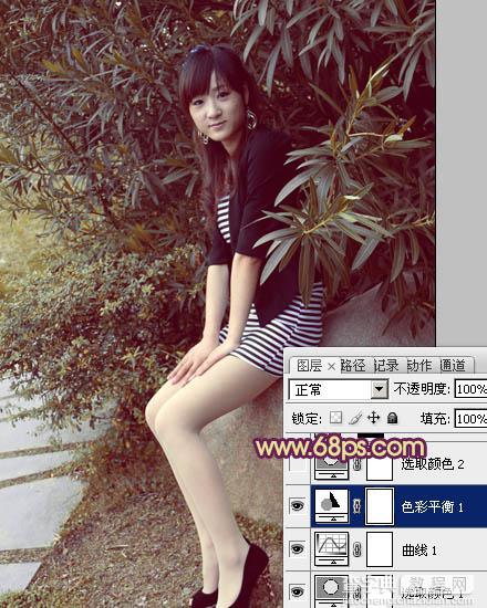 Photosho将给树荫下的美女图片增加上漂亮的橙褐色效果14