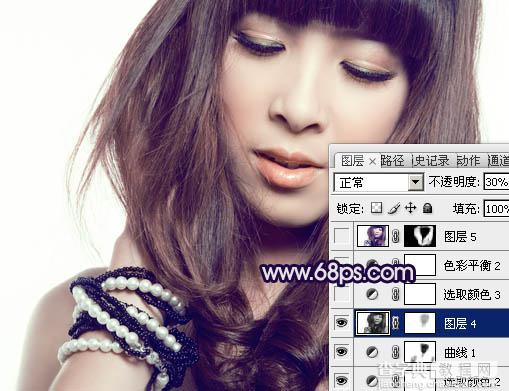 Photoshop为时尚美女增加质感蓝紫色肤色19