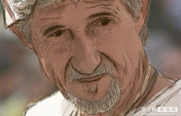 Photoshop 真人转成逼真的水彩素描画10