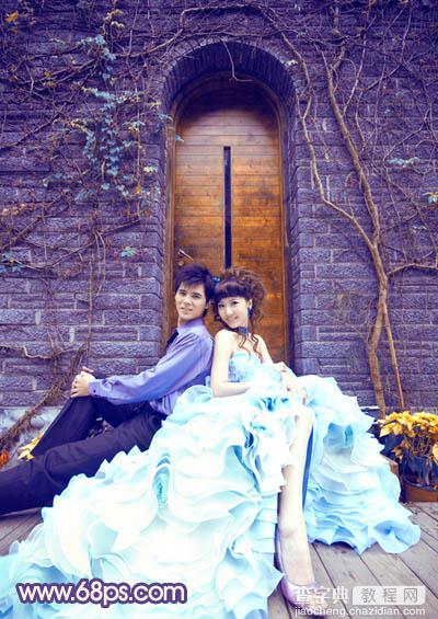 Photoshop将古城婚片调出甜美的粉蓝色效果24