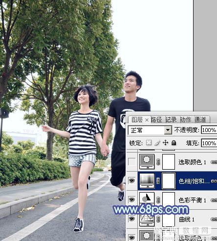 Photoshop为奔跑的情侣图片添加上柔和的韩系蓝黄色效果15