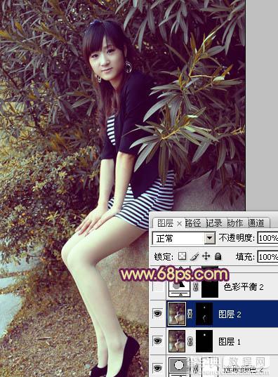 Photosho将给树荫下的美女图片增加上漂亮的橙褐色效果21