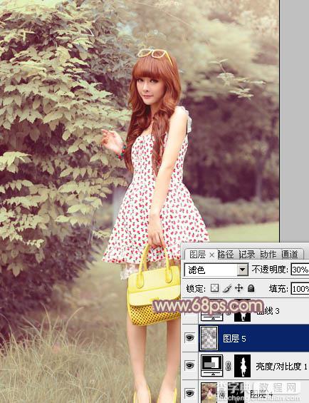 Photoshop将树林美女图片打造出甜美的黄褐色34