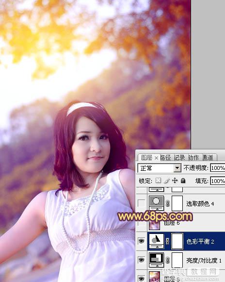 Photoshop将外景美女图片调成绚丽的紫红色29