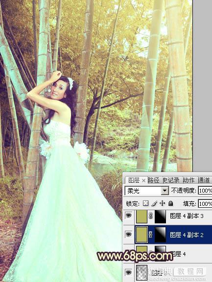 Photoshop将竹林婚片打造出柔和的黄褐色效果22