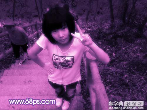photoshop 可爱MM照片梦幻紫色调11