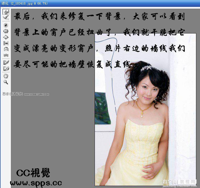 Photoshop 液化滤镜给MM婚纱照片瘦身的方法6