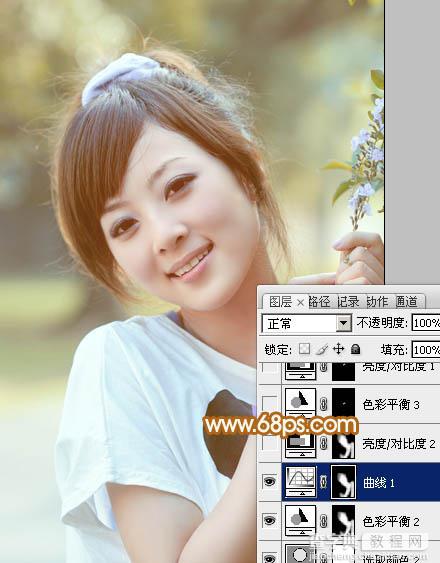 Photoshop为可爱外景人物图片加上暖暖的淡美粉黄色25