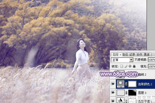 Photoshop为旷野美女图片调制出淡蓝韩系色彩23