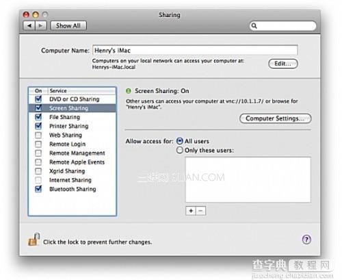 Mac中使用屏幕共享实现远程控制的具体步骤1