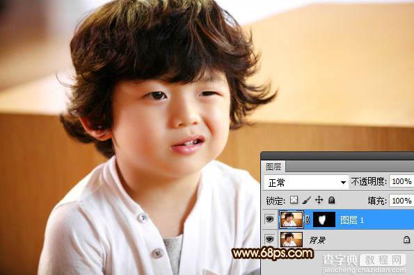 Photoshop将可爱的儿童图片打造成中性淡黄色效果3