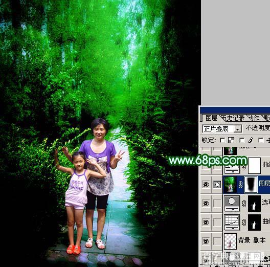 Photoshop 调出外景人物照片梦幻的绿色调21