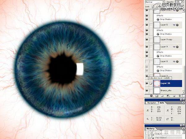 Photoshop将绘制出逼真的眼球效果的鼠绘实例教程23