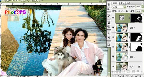 photoshop Lab模式下调整婚片的青黄色12