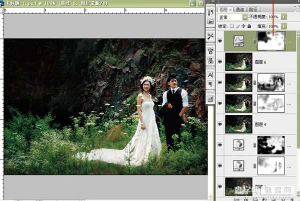 Photoshop 外景婚片简单聚光及润色处理16