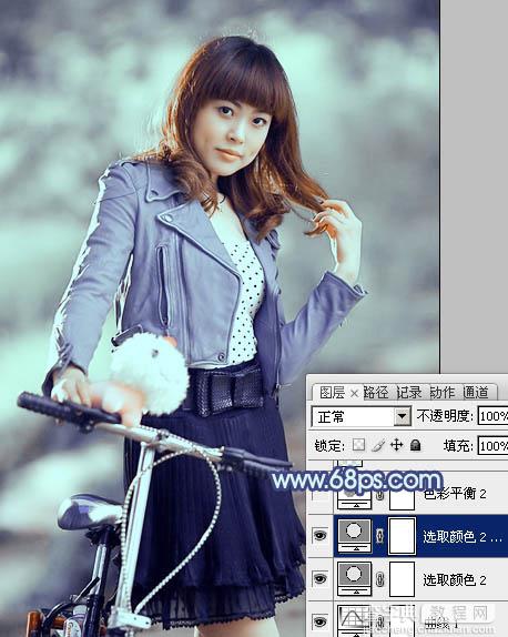 Photoshop为美女图片打造出时尚的韩系青灰色效果23