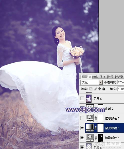 Photoshop将外景婚片打造成梦幻的暗调紫红色27