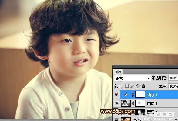 Photoshop将可爱的儿童图片打造成中性淡黄色效果8