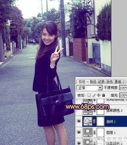 Photosho将街道人物图片打造出甜美紫褐色11