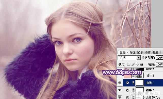 Photoshop为外景人物图片增加朦胧的淡紫色11