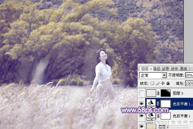 Photoshop为旷野美女图片调制出淡蓝韩系色彩19