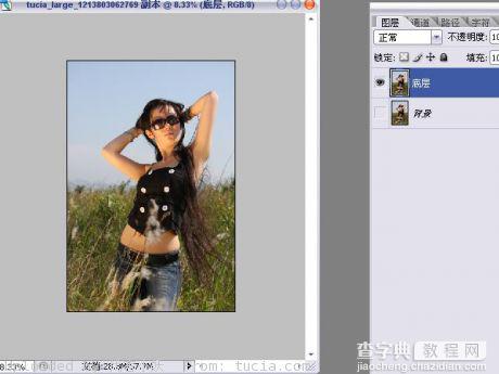 Photoshop 美女照片颓废的青黄色3