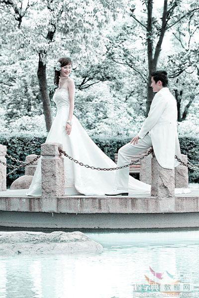 Photoshop将夏日绿色外景婚片打造唯美的青色外景婚片2
