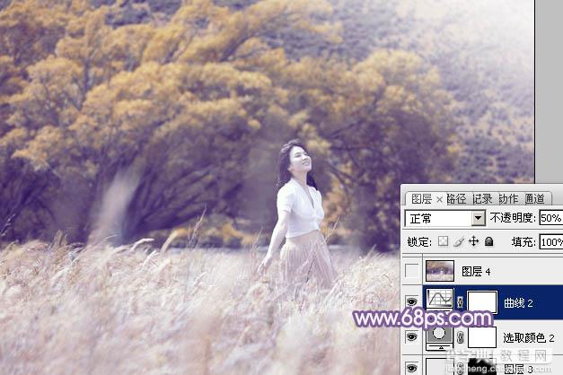 Photoshop为旷野美女图片调制出淡蓝韩系色彩25