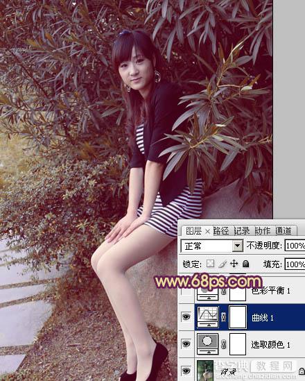 Photosho将给树荫下的美女图片增加上漂亮的橙褐色效果10