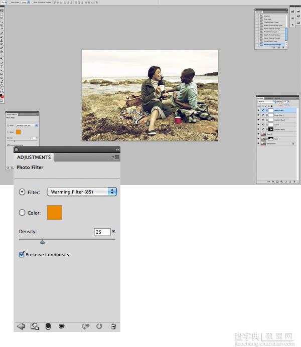 Photoshop将海边人物图片打造出怀旧的暗褐色效果12
