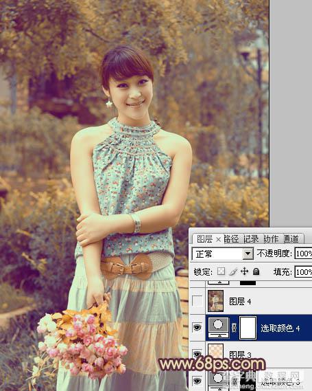 Photoshop为公园美女图片增加柔和的古典橙黄色效果27