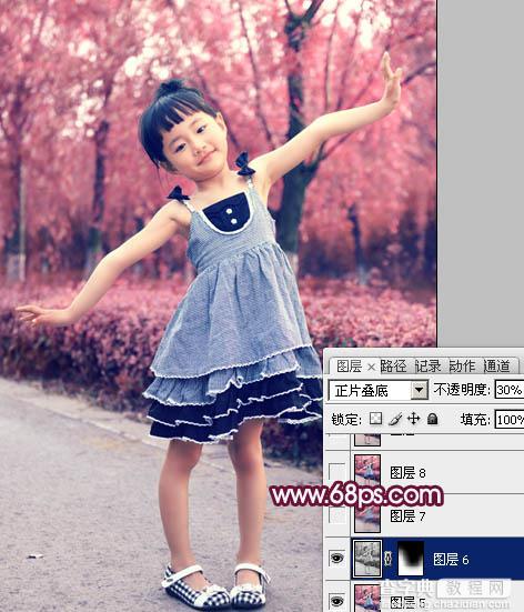 Photoshop将外景儿童图片快速打造出漂亮的蓝紫色17