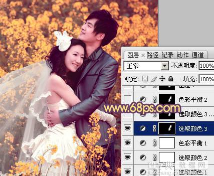 Photoshop为油菜花婚片打造出漂亮的橙紫色16