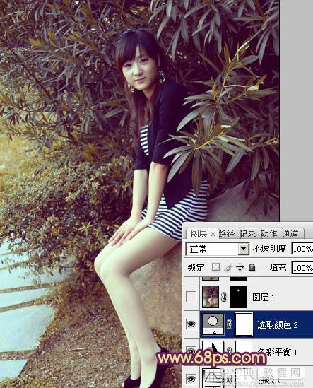 Photosho将给树荫下的美女图片增加上漂亮的橙褐色效果19