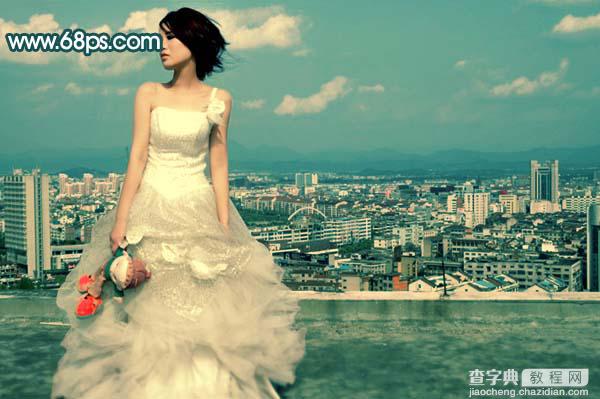 photoshop 调出外景人物照片柔和的青紫色12