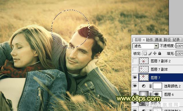 Photoshop将外景情侣图片调成古典暗调黄绿色27