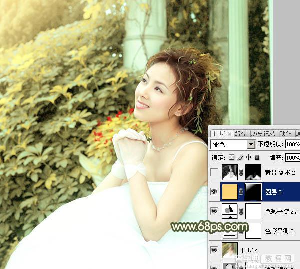 Photoshop为外景美女婚片添加淡黄的蜜糖色21