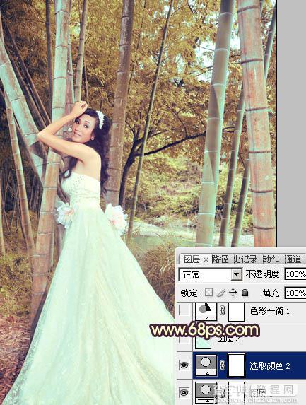 Photoshop将竹林婚片打造出柔和的黄褐色效果14