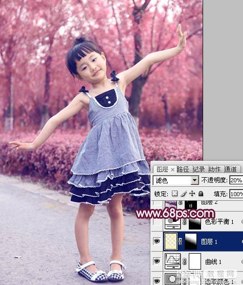 Photoshop将外景儿童图片快速打造出漂亮的蓝紫色10
