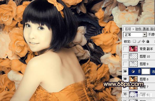 Photoshop下将人物图片调出纯美的橙黄色24