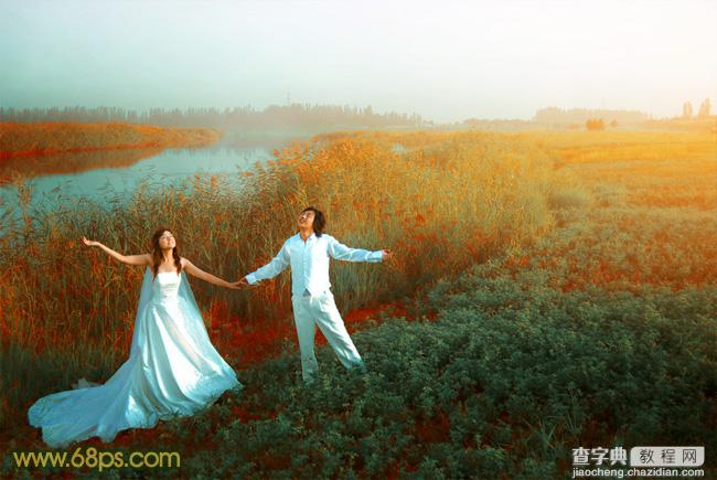 Photosho将江景芦苇婚片打造成唯美的晨曦效果2
