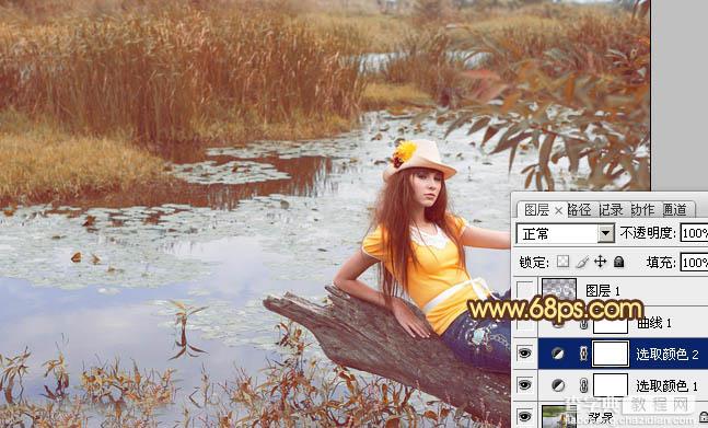 Photoshop为沼泽写真图片加上柔和的暖色效果10