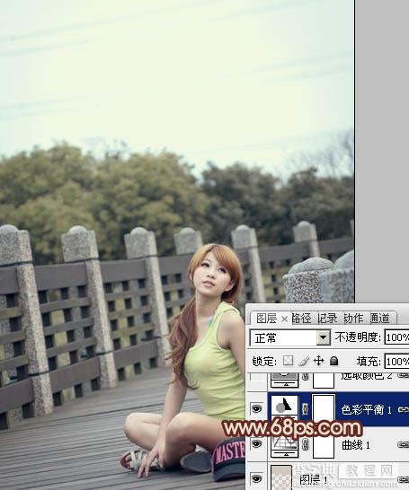 Photoshop将外景美女图片调出柔和的中性暖色调16