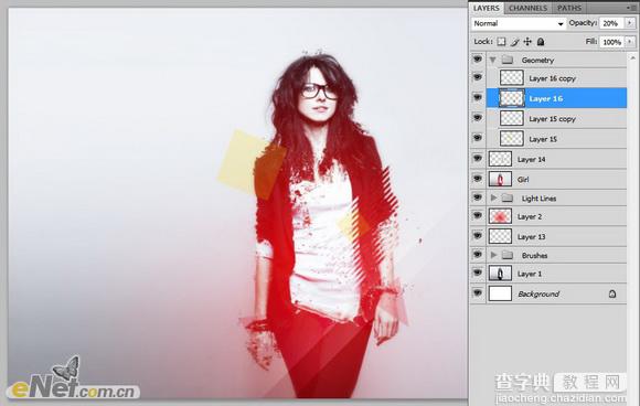 Photoshop将人物图片打造出柔美的红光潮流海报效果30