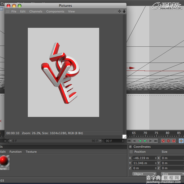 Photoshop和Cinem 4d将打造出漂亮红色的立体LOVE文字效果20