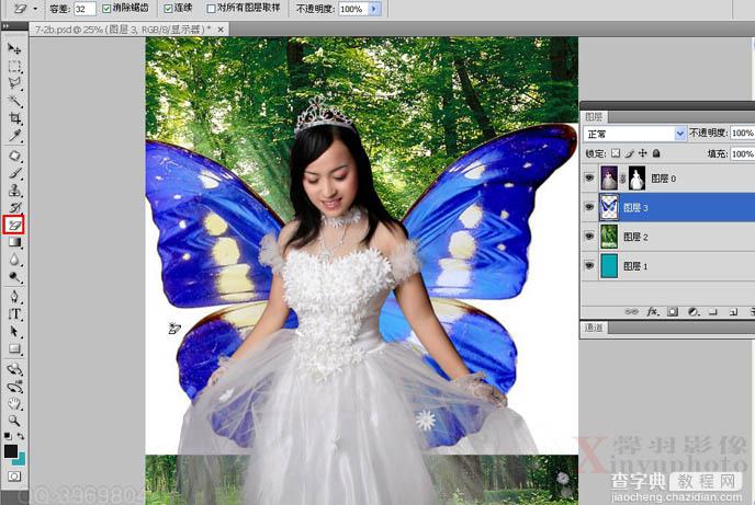 Photoshop制作唯美的粉红色蝴蝶仙子效果教程19