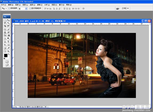 Photoshop将给美女图片增添梦幻的斑斓夜灯背景效果6