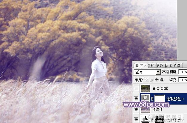 Photoshop为旷野美女图片调制出淡蓝韩系色彩28